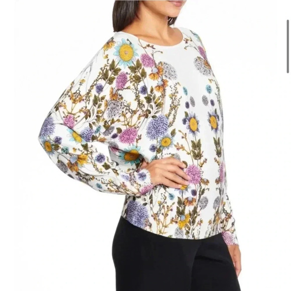Joseph A Field of Flowers White Pull on Sweater SZ S‎ - Picture 1 of 9